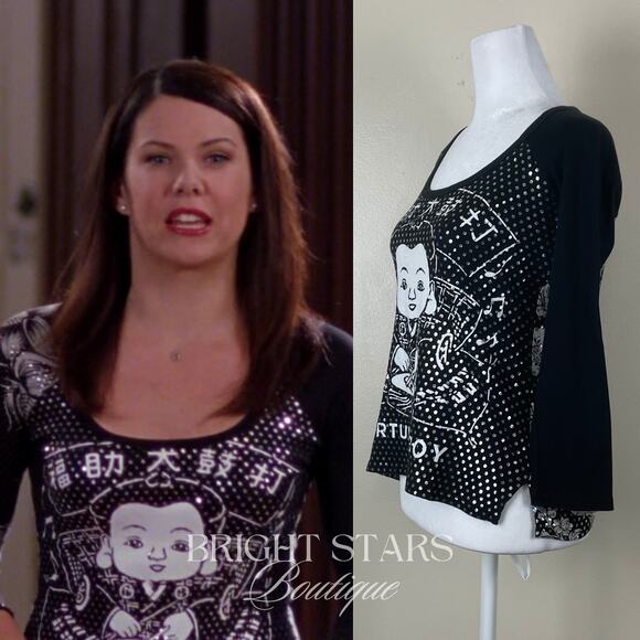 Extremely Rare Fortune Boy Top ASO Lorelai Gilmore Girls 3/4 Sleeve Y2K Graphic - Picture 3 of 8